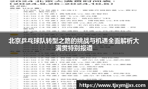 北京乒乓球队转型之路的挑战与机遇全面解析大满贯特别报道